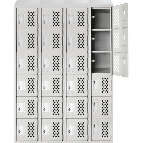 Assembled Clean Line Perforated Economy Lockers, 6 -tier, Bank of 4, 18" x 72" x 12", Steel St. Lawrence Industrial & Safety Supply