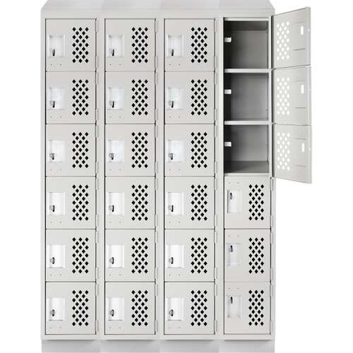 Assembled Clean Line Perforated Economy Lockers, 6 -tier, Bank of 4, 18" x 72" x 12", Steel St. Lawrence Industrial & Safety Supply