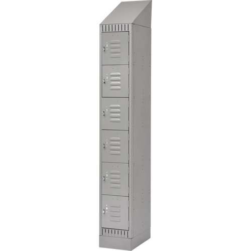 Lockers, 6 -tier, 12" x 18" x 86", Steel, Grey, Knocked Down St. Lawrence Industrial & Safety Supply