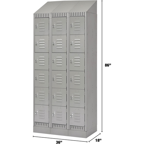 Casiers, 6 niveaux, Bloc de 3, 36" x 18" x 86", Acier, Gris, D&eacute;mont&eacute; St. Lawrence Industrial & Safety Supply