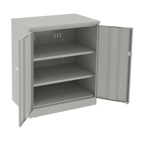 Deluxe Counter High Cabinet, Steel, 2 Shelves, 42" H x 36" W x 24" D, Light Grey St. Lawrence Industrial & Safety Supply