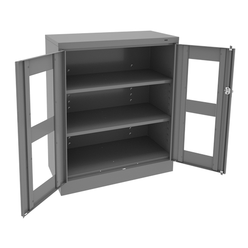C-Thru Counter High Cabinet, Steel, 2 Shelves, 42" H x 36" W x 18" D St. Lawrence Industrial & Safety Supply
