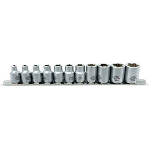 Flat-Cut E-"Star" Socket Set, 11 Pieces, 3/8" Drive Size St. Lawrence Industrial & Safety Supply