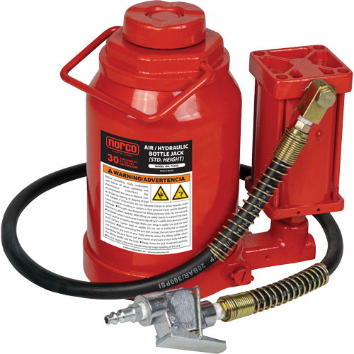 Cric-bouteille hydraulique de hauteur standard, 30 tonne(s), Air comprim&eacute;/hydraulique, 19-7/10" Hauteur &eacute;lev&eacute;e St. Lawrence Industrial & Safety Supply