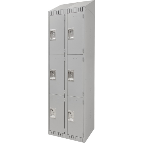 Casiers, 3 niveaux, Bloc de 2, 24" x 18" x 82", Acier, Gris, D&eacute;mont&eacute; St. Lawrence Industrial & Safety Supply