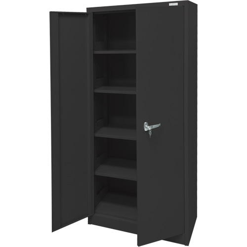 Armoire d'entreposage, Acier, 4 Tablettes, 66" h x 30" la x 15" P, Noir St. Lawrence Industrial & Safety Supply