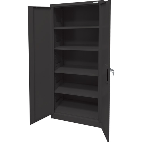 Armoire d'entreposage, Acier, 4 Tablettes, 66" h x 30" la x 15" P, Noir St. Lawrence Industrial & Safety Supply