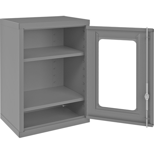 Armoire de rangement murale avec portes transparentes, 26-15/16" h x 18-1/8" la x 13-11/16" p, 2 tablettes, Acier, Gris St. Lawrence Industrial & Safety Supply