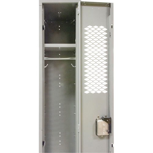 Vented Lockers, Bank of 2, 24" x 18" x 78", Steel, Grey, Knocked Down, Perforated St. Lawrence Industrial & Safety Supply