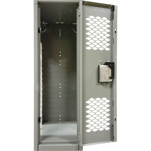 Vented Lockers, 2 -tier, 12" x 18" x 88", Steel, Grey, Knocked Down, Perforated St. Lawrence Industrial & Safety Supply