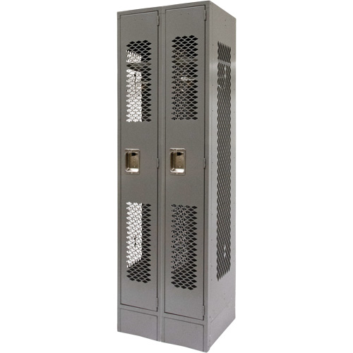 Vented Lockers, Bank of 2, 24" x 18" x 78", Steel, Grey, Knocked Down, Perforated St. Lawrence Industrial & Safety Supply