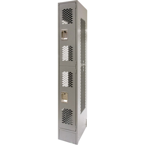 Vented Lockers, 2 -tier, 12" x 18" x 78", Steel, Grey, Knocked Down, Perforated St. Lawrence Industrial & Safety Supply