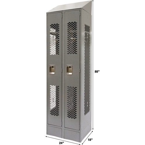 Casiers ventil&eacute;s, Bloc de 2, 24" x 18" x 88", Acier, Gris, D&eacute;mont&eacute;, Perfor&eacute; St. Lawrence Industrial & Safety Supply