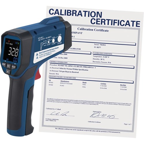 Thermom&egrave;tre &agrave; infrarouge professionnel avec certificat de calibration, -26 - 1472° F ( -32 - 800° C ), 30:1, &eacute;missivit&eacute; Ajustable St. Lawrence Industrial & Safety Supply