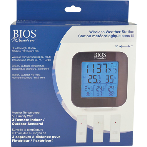Wireless Weather Station with 3 Sensors, Non-Contact, Digital, 40-158°F (-40-70°C) St. Lawrence Industrial & Safety Supply
