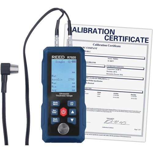 Thickness Gauge with Calibration Certificate, Digital Display, Ultrasound, 0.04" - 11.8" (1 mm - 300 mm) Range St. Lawrence Industrial & Safety Supply