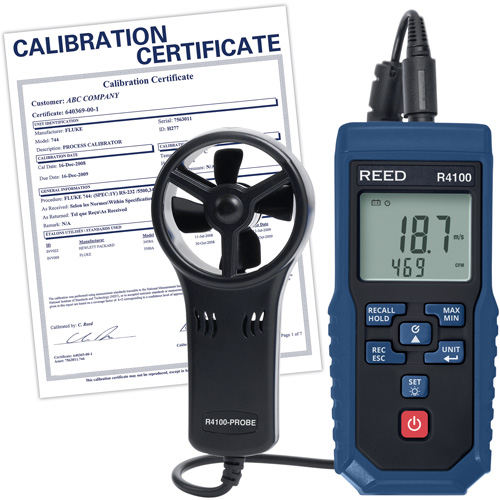 Thermo-an&eacute;mom&egrave;tre &agrave; aube R4100 avec volume d'air et certificat d'&eacute;talonnage, Enregistrement des donn&eacute;es, Gamme de v&eacute;locit&eacute; d'air de 0,4 - 30 m/sec St. Lawrence Industrial & Safety Supply
