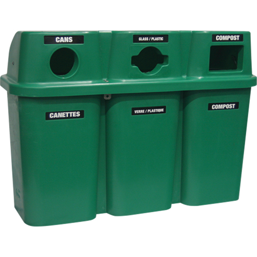 Recycling Containers Bullseye, Curbside, Plastic, 3 x 22 US Gal. St. Lawrence Industrial & Safety Supply