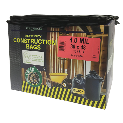 Contractor Liners, Strong, 30" W x 48" L, 4 mils, Black, 124.91 L (33 Gal.) Capacity St. Lawrence Industrial & Safety Supply