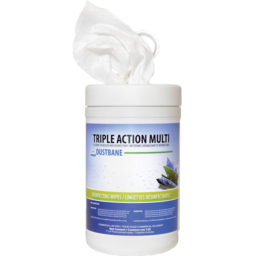 Lingettes d&eacute;sinfectantes Triple Action Multi, 7" x 8", 120 lingettes St. Lawrence Industrial & Safety Supply