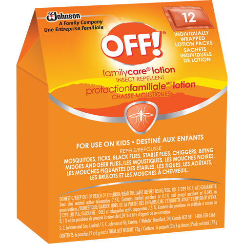 Insectifuge Off! Protection familiale, DEET &agrave; 7,5 %, Lotion, 6 g St. Lawrence Industrial & Safety Supply