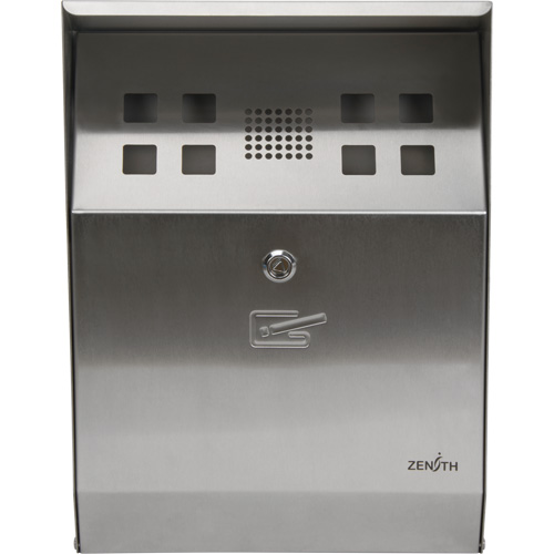 Cendrier, Montage mural, Acier inoxydable, Capacit&eacute; 1.6 Litres, Hauteur 13-4/5" St. Lawrence Industrial & Safety Supply
