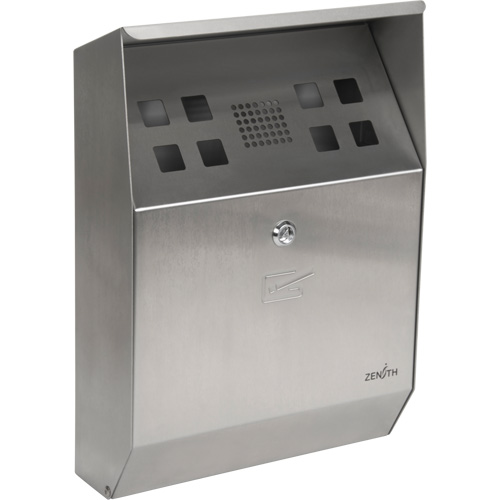 Cendrier, Montage mural, Acier inoxydable, Capacit&eacute; 1.6 Litres, Hauteur 13-4/5" St. Lawrence Industrial & Safety Supply
