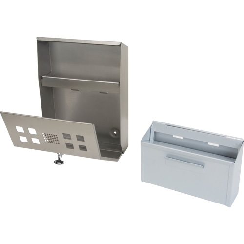 Cendrier, Montage mural, Acier inoxydable, Capacit&eacute; 1.6 Litres, Hauteur 13-4/5" St. Lawrence Industrial & Safety Supply