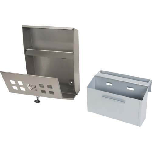 Cendrier, Montage mural, Acier inoxydable, Capacit&eacute; 1.6 Litres, Hauteur 13-4/5" St. Lawrence Industrial & Safety Supply