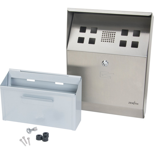Cendrier, Montage mural, Acier inoxydable, Capacit&eacute; 1.6 Litres, Hauteur 13-4/5" St. Lawrence Industrial & Safety Supply