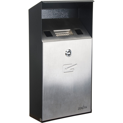 Cendrier, Montage mural, Acier inoxydable, Capacit&eacute; 1 Litre, Hauteur 11-4/5" St. Lawrence Industrial & Safety Supply