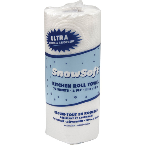 Essuie-tout pour cuisines de premi&egrave;re qualit&eacute; Snow Soft, 2 Pli, 70 Feuilles/rouleau, 8" la, 11" lo St. Lawrence Industrial & Safety Supply