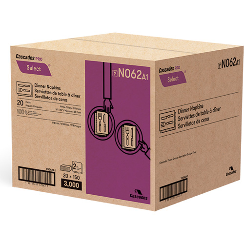 Pro Select&reg; 1/8 Fold Dinner Napkin, 2 Ply, 15" x 16" St. Lawrence Industrial & Safety Supply