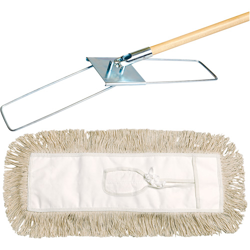 Break-Ezy Dust Mop System, Tie-On Style, Cotton, 48" L x 3-1/2" W St. Lawrence Industrial & Safety Supply