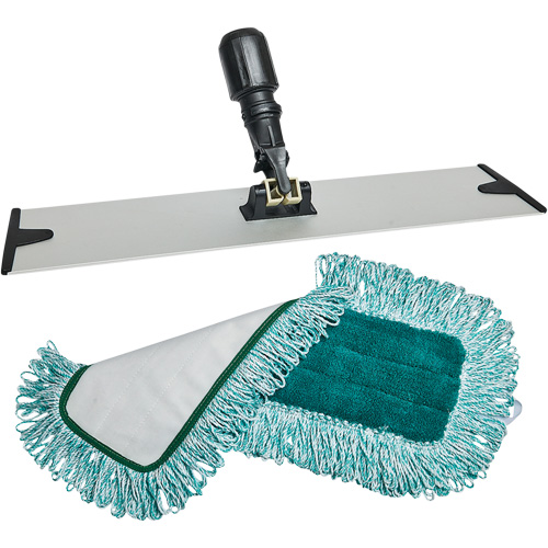 Dust Mop Pad & Frame, Hook and Loop Style, Polyester, 18" L x 5-3/4" W St. Lawrence Industrial & Safety Supply