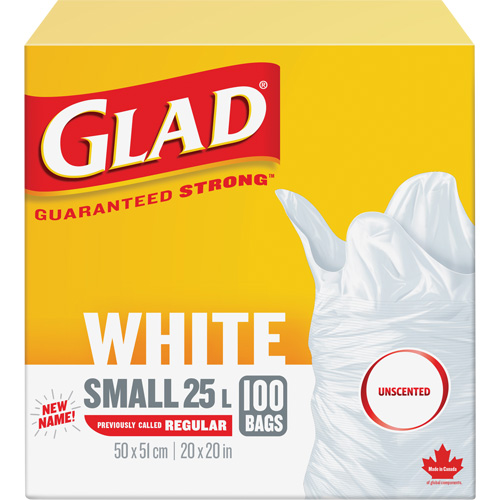 Small 25L Unscented Garbage Bags, Regular, 20" W x 20" L, White St. Lawrence Industrial & Safety Supply