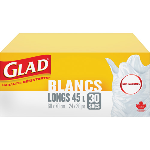 Tall 45L Unscented Garbage Bags, Regular, 24" W x 28" L, White St. Lawrence Industrial & Safety Supply