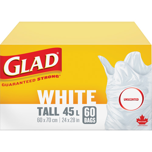 Tall 45L Unscented Garbage Bags, Regular, 24" W x 28" L, White St. Lawrence Industrial & Safety Supply