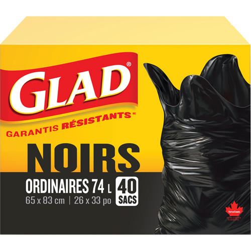 Sacs &agrave; ordures 74 L, R&eacute;gulier, 26" la x 33" lo, Noir St. Lawrence Industrial & Safety Supply