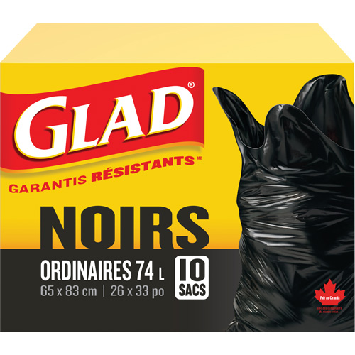 Sacs &agrave; ordures 74 L, R&eacute;gulier, 26" la x 33" lo, Noir St. Lawrence Industrial & Safety Supply