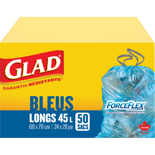 Sacs de recyclage 45 L, R&eacute;gulier, 24" la x 28" lo, Bleu St. Lawrence Industrial & Safety Supply
