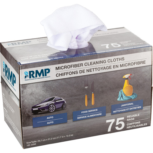 Chiffons lavables pour le nettoyage, Microfibre, Blanc St. Lawrence Industrial & Safety Supply