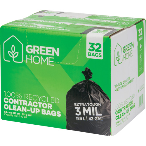 Sacs &agrave; ordures Green Home, Fort, 33" la x 48" lo, 3 mils, Noir, Capacit&eacute; 159 L (42 gal.) St. Lawrence Industrial & Safety Supply