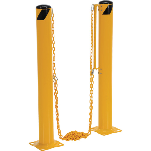 Syst&egrave;me de bornes de protection et chaînes pour quai, Acier, 42" h x 6-5/8" la, Jaune St. Lawrence Industrial & Safety Supply
