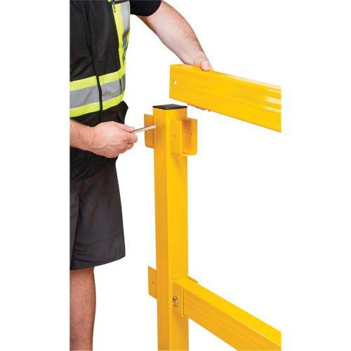 End Post for Light-Duty Guard Rails, Steel, 42" H, Safety Yellow St. Lawrence Industrial & Safety Supply
