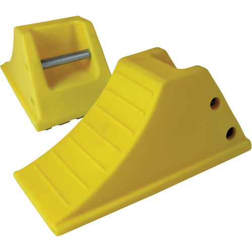 40 Ton Large Equipment Wheel Chock with Grip Pads, Urethane, Yellow St. Lawrence Industrial & Safety Supply