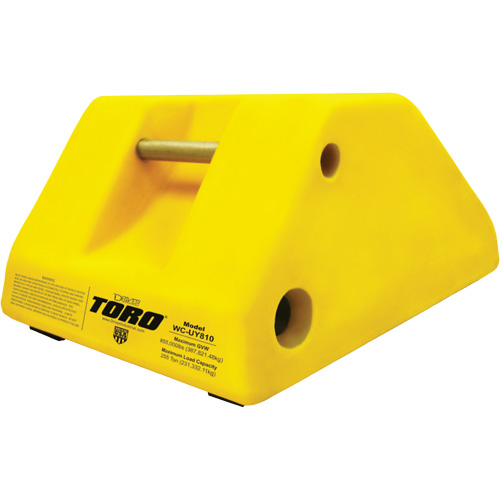 Cale-roue pour &eacute;quipement lourd de 255 tonnes avec poign&eacute;e et trou, Ur&eacute;thane, Jaune St. Lawrence Industrial & Safety Supply