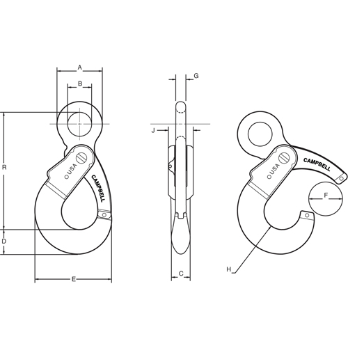 Alloy Steel Eye-Type Self-Locking Hooks St. Lawrence Industrial & Safety Supply