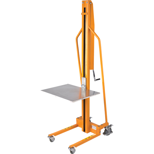 Platform Lift Stacker, Hand Winch Operated, 220 lbs. Capacity, 58-1/2" Max Lift St. Lawrence Industrial & Safety Supply