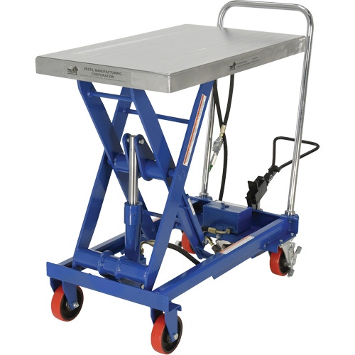 Pneumatic Hydraulic Scissor Lift Table, Steel, 32-1/2" L x 19-3/4" W, 1000 lbs. Cap. St. Lawrence Industrial & Safety Supply